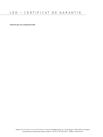 LED – CERTIFICAT DE GARANTIE
