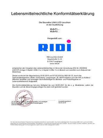 Lebensmittelzertifikat Lichtband RIDI LINIA FLAT (LED)